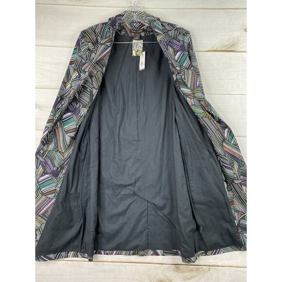 Duro Olowu Jacket Womens Sz S Black Abstract Print Trench Belted Button Up NWOT - Picture 15 of 15